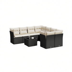 Black Rattan <b>Garden</b> <b>Sofa</b> Set 6 Seater Weather Resistant Outdoor Furniture Contemporary Design - Product Image 1