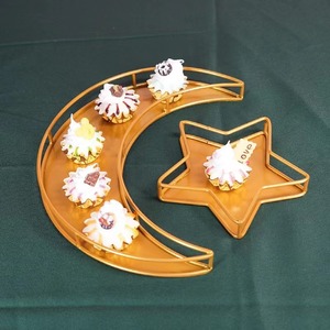 Décoration de la maison musulmane Eid al-Adha Plateau en fer forgé avec étoiles et lune <span class=keywords><strong>pour</strong></span> la présentation de gâteaux ou de cadeaux pendant le Ramadan Eid - Product Image 1
