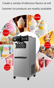 Machine à glace molle verticale/de comptoir 3 saveurs, autonettoyante, pour usage commercial, type italien - Product Image 3