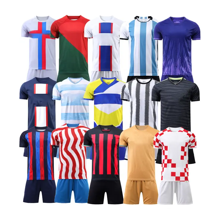 wholesale sublimated soccer jerseys 2022 2023 custom 3 star retro football uniform set men team training soccer wear for sale