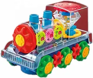 Novelty Electric Toy Flashing Light Train Transparent Rotating Go And Bump Gear Bus Universal Concept Car Toy With Music