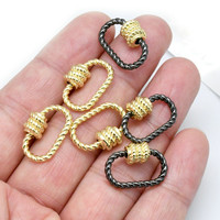 Fermoir mousqueton ovale plaqué or noir avec breloques à vis, boucle de connexion en cuivre pour la fabrication de colliers