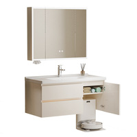 Ensemble de meuble de salle de bain Ai Shijie avec base de robot aspirateur en aluminium nid d'abeille, tiroir intégré, lavabo en céramique et miroir