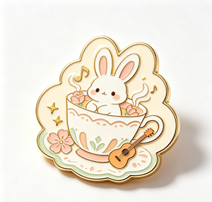 Soft Enamel Rabbit Lapel <b>Pin</b> Rose Gold Edge Zinc Alloy Animal <b>Badge</b> Custom Shape Souvenir Gift - Product Image 3