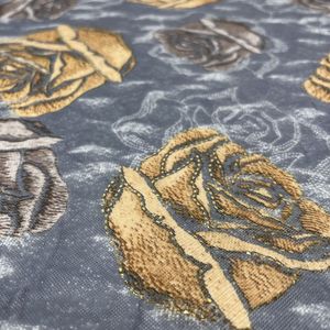 Vente en gros de tissu en maille à imprimé floral de qualité goon à bas prix avec filet en feuille d'or pour vêtement - Product Image 6