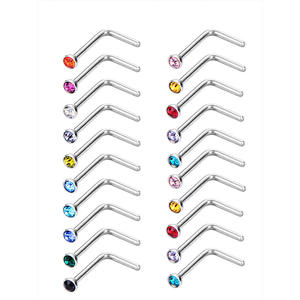 Ensemble de bijoux de corps de goujon de nez invisible d'<span class=keywords><strong>aiguille</strong></span> fine d'acier inoxydable de la mode des femmes 20G avec Piercing d'anneau de nez - Product Image 6