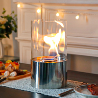 Cheminée de table décorative moderne à éthanol, foyer à double usage, porte-bougie en acier inoxydable et verre trempé pour intérieur et extérieur