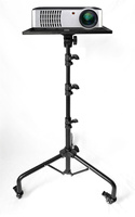 Support de projecteur roulant haut de gamme avec roues, support de sol robuste en métal pour ordinateur portable avec plateau pour souris et support de téléphone