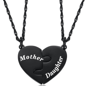Collana con ciondolo a cuore spezzato nero per padre <span class=keywords><strong>e</strong></span> figlio, set da 2 pezzi, collana coordinata madre <span class=keywords><strong>e</strong></span> figlia, all'ingrosso - Product Image 3
