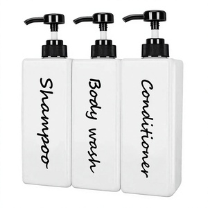 BEST WANFAN Eco-Friendly Hotel <b>Bathroom</b> <b>Dispenser</b> Bottle <b>Set</b> Plastic Pump <b>Soap</b> Shampoo Conditioner Container Modern Counter - Product Image 3