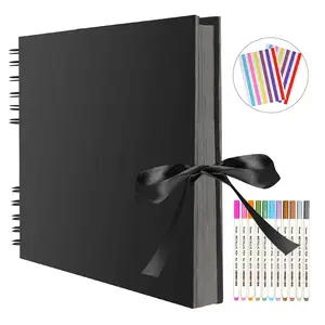 Photo Albums 80 Black Pages Memory Books A4 Craft Paper DIY Scrapbooking Picture 12 Marker Pens Wedding Birthday Children Gift