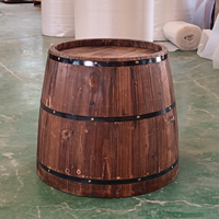 Demi-baril de vin en chêne carbonisé antique pour cuves à boissons de cave Décoration murale Occasions de fête Seaux à glace de barre de couleur rouge