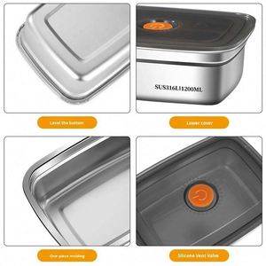 Food-Grade 316 Leak-Proof <b>Lunch</b> <b>Box</b> Portable Fresh-Keeping Square Food Container with Multiple Sizes Heatable Bento <b>Box</b> - Product Image 4