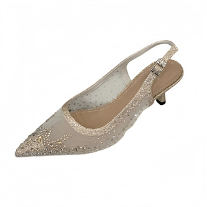 Zapatillas de Tacón de Aguja con Punta Cerrada y Talón Abierto, Decoradas con Cristales de Imitación, Estilo Moderno - Product Image 6
