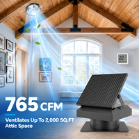 Ventilateur de toit solaire de 12 pouces avec commande, débit d'air élevé de 765 CFM avec adaptateur solaire double alimentation AC/DC pour atelier