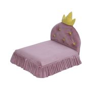 Luxus Haustier Schlafs ofa Neues Design Lustige süße Prinzessin Indoor Weiche Betten Kleine Hunde Katzen aus Holz Samt Plüsch Massiv bett Zubehör