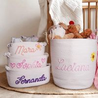 Moderner Rustikaler Baumwoll-Spielzeugkorb Neugeborenen-Geschenk Baby- & Haustier-Spielzeug-Aufbewahrungsbox Personalisiertes Weihnachts- und Geburtstagsgeschenk