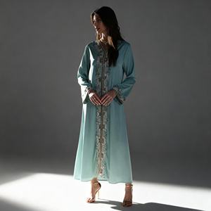 Custom Premium Lace Trim Polyester Elegant Abaya for Muslim Women Modest Dress Wholesale Supplier Middle East - Product Image 2