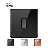 Interrupteur mural NIVA NV1 en acier inoxydable poli, design moderne de luxe, 1 poste, 2 voies, norme britannique, pour maison, hôtel, villa, intérieur