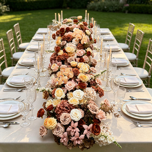 Warm Earth Tone Silk Handmade Cascade Artificial Flower Swag Fall <b>Wedding</b> Back to School Backdrop <b>Prop</b> - Product Image 2