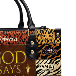 Nuove Borse in Pelle PU Design 2024, Borse da Donna con Stampa 'God Says I Am Unique', Borse Personalizzate di Lusso con Cerniera - Product Image 4