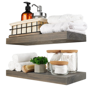 New FSC Custom Farmhouse Set 2 <strong>Grey</strong> <strong>Shelves</strong> Wooden Handcrafted Rustic Wood Wall <strong>Floating</strong> <strong>Shelf</strong> - Product Image 1