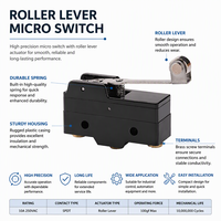 Micro-interrupteur en plastique SPDT 250 VCA approuvé TUV CE CCC (XZ-15GW2-B) Type levier à charnière IP40 Contact argenté Usage industriel 15 A