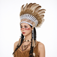 Coiffe tribale indienne personnalisée en plumes véritables pour Carnaval, Festival, Cosplay, Scène, Danse, Fête, Costume