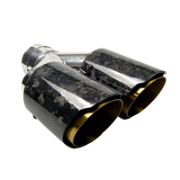 Double embout pour tube silencieux d'échappement, 1 pièce, en fibre de carbone, or, universel, pour voiture, modification décorative, gorge