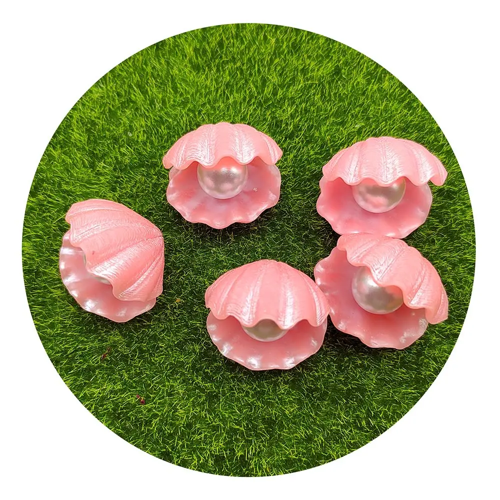 32*41mm Pink Shell mit runden Kugel Perlen harz Cabochon Sea Animal Schmuck Perlen für DIY Craft