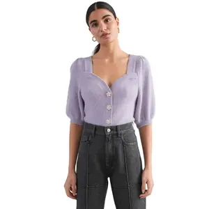 Suéter personalizado para <span class=keywords><strong>mujer</strong></span>, prendas de punto de manga larga, cárdigan de punto de invierno a la moda con mezcla de lana para <span class=keywords><strong>mujer</strong></span> - Product Image 1