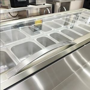 상업 공장 직매 유리 탑 준비 테이블 냉장고 냉동고 피자 샐러드 바 샌드위치 카운터 디스플레이 냉장 냉장고 - Product Image 5