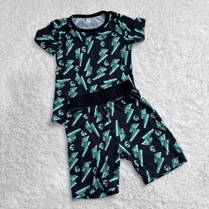 Ensemble deux pièces décontracté d'été pour bébé garçon en bambou, t-shirt à manches courtes et short, style anglais avec logo - Product Image 4