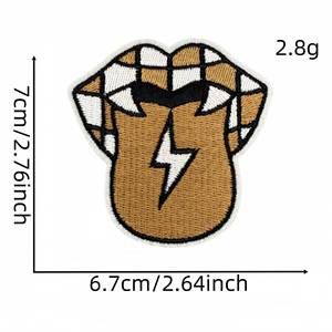 Patchs en tissu punk thermocollants pour vêtements, série marron : Crâne, Cœur, Fantôme, Badge de dessin animé, Broderie informatique - Product Image 3