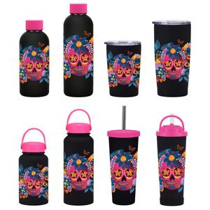 Nouvelle bouteille d'eau et ensemble de gobelets de grande capacité de style mexicain créatif, motif de crâne de dessin animé mignon, rock and roll, Halloween, Pâques - Product Image 2
