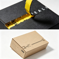 Boîte en carton ondulé personnalisée avec logo, fermeture auto-adhésive à bande déchirable, boîte d'expédition E-Flute 1,5 mm en kraft