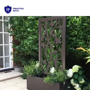 Garden flower planter outdoor decorative aluminum planter box with privacy screen