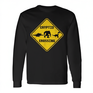 T-shirt à manches longues Nessie Bigfoot Hodag Cryptid Crossing Yield Road Sign - Produit promotionnel - Product Image 2