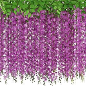 Bandes de fleurs artificielles de glycine 30cm-190cm en plastique et soie, décoration de mariage, style campagnard, style naturel, style minimaliste - Product Image 4