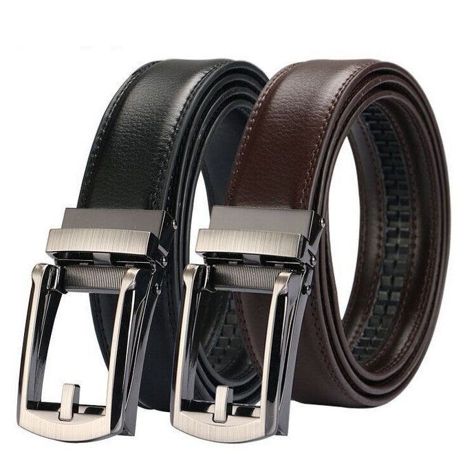 Кожаный ремень с храповым механизмом для мужчин, идеальная посадка на талию с автоматической пряжкой