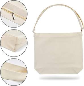 Bolso de lona grande beige personalizado para mujer, tipo bandolera, de algodón, para compras, viajes, con asa y para llevar al hombro - Product Image 2