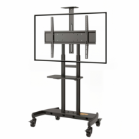 Chariot TV mobile robuste pour écrans de 55 à 90 pouces, capacité maximale de 200 lb, réglage de hauteur fluide 1350-1650 mm, VESA 800x500 mm, direct usine