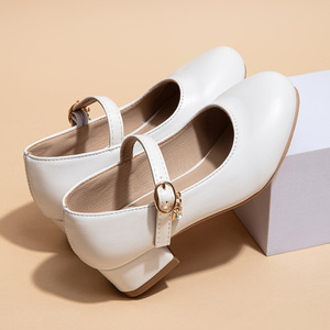 Nuevos Zapatos de Princesa Blancos y Negros para Niñas, Zapatos de Tacón Alto de Cuero para Actuaciones y Escolares, Zapatos de Baile para Niñas - Product Image 6