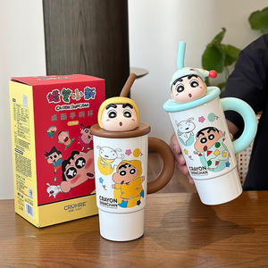 Crayon Shinchan Insulated Water Bottle 575ml <b>With</b> <b>Straw</b> <b>Lid</b> Drink <b>Cup</b> For Office <b>And</b> Travel - Product Image 4