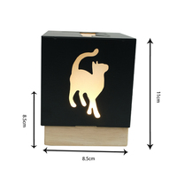 Lampu meja Usb seri kucing hitam, lampu malam logam Usb besi untuk pecinta kucing