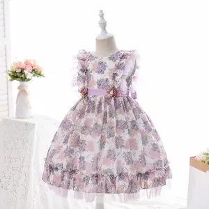 Custom Floral Print Girls Sweet Lolita Dress Princess Lace Court Skirts Cosplay Costumes