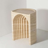 Table basse demi-ronde en marbre - Table en pierre haut de gamme pour salon