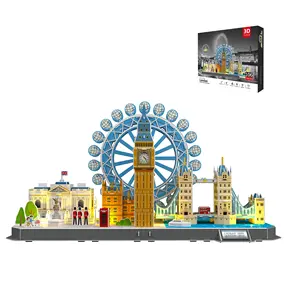 3D kağıt bulmaca londra şehir İngiltere İngiliz ikonik yapı Landmark ev dekor DIY işık ile kağıt modeli oyuncak birleştirin