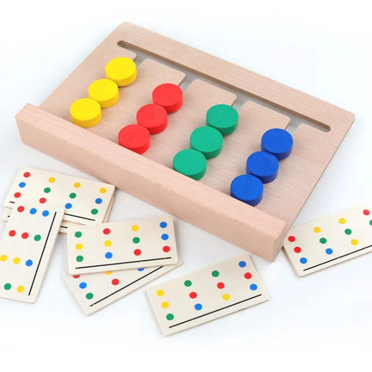 Vroege Kids Kleur Geheugen Intelligentie Math Learning Houten Vier Kleur Speelgoed