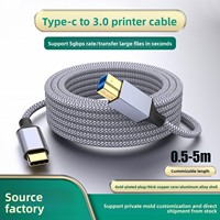 Kabel Data Kecepatan Tinggi Type-C 3.0 dengan Konektor USB Type-C ke USB 3.0 Konduktor Tembaga untuk Printer & Hard Disk (Paduan Aluminium)